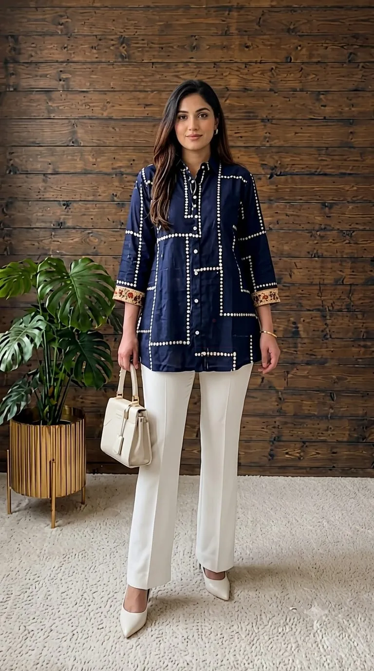 Elegant Crepe Shirt with Kalamkari Print