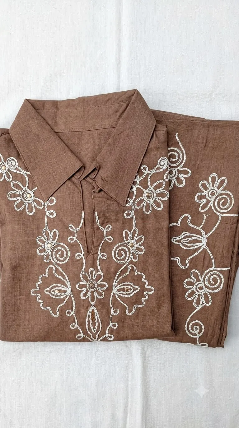Premium Cotton Linen Co-ord Set with Embroidery view 2