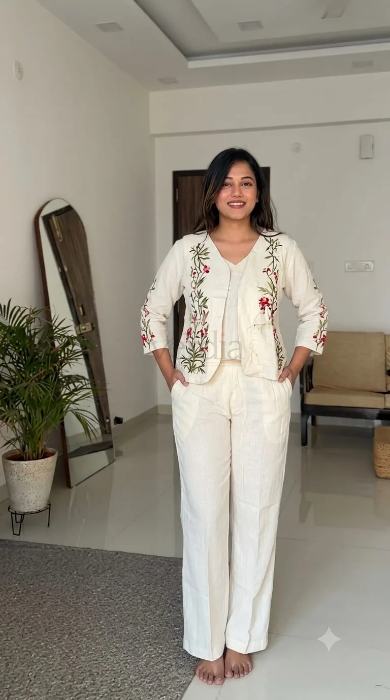 Khadi Cotton Indo-Western Fusion Set view 4