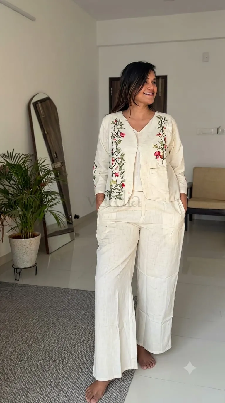 Khadi Cotton Indo-Western Fusion Set view 5