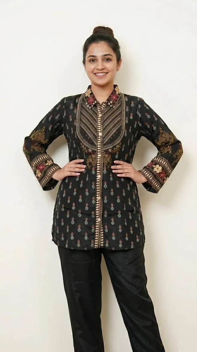 Crepe Shirts with Handwork Detailing