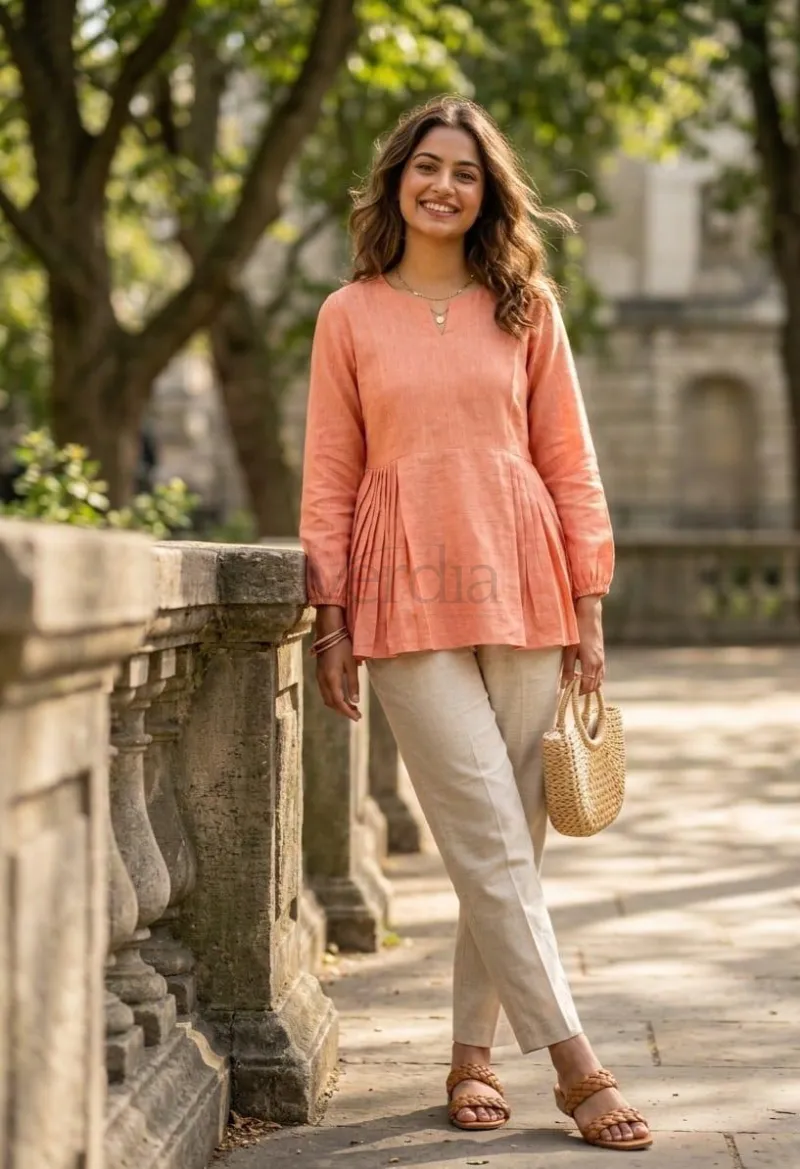 Linen Cotton Kurti Set view 7