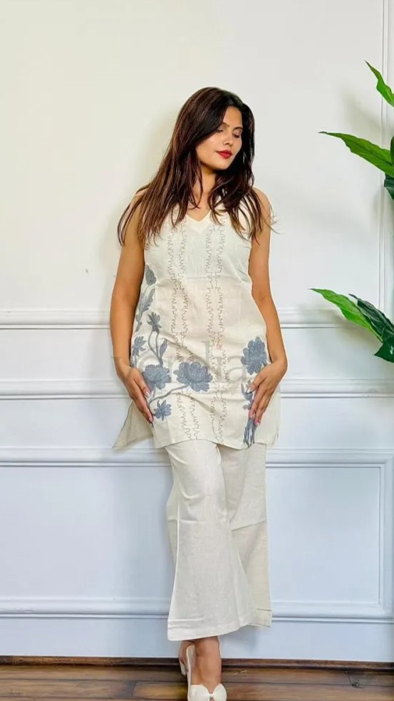 Cotton Coord Set Floral Embroidery