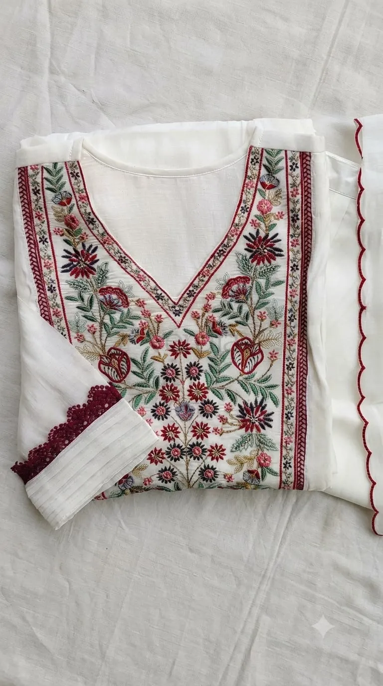 Mul Chanderi Flared Kurta view 4