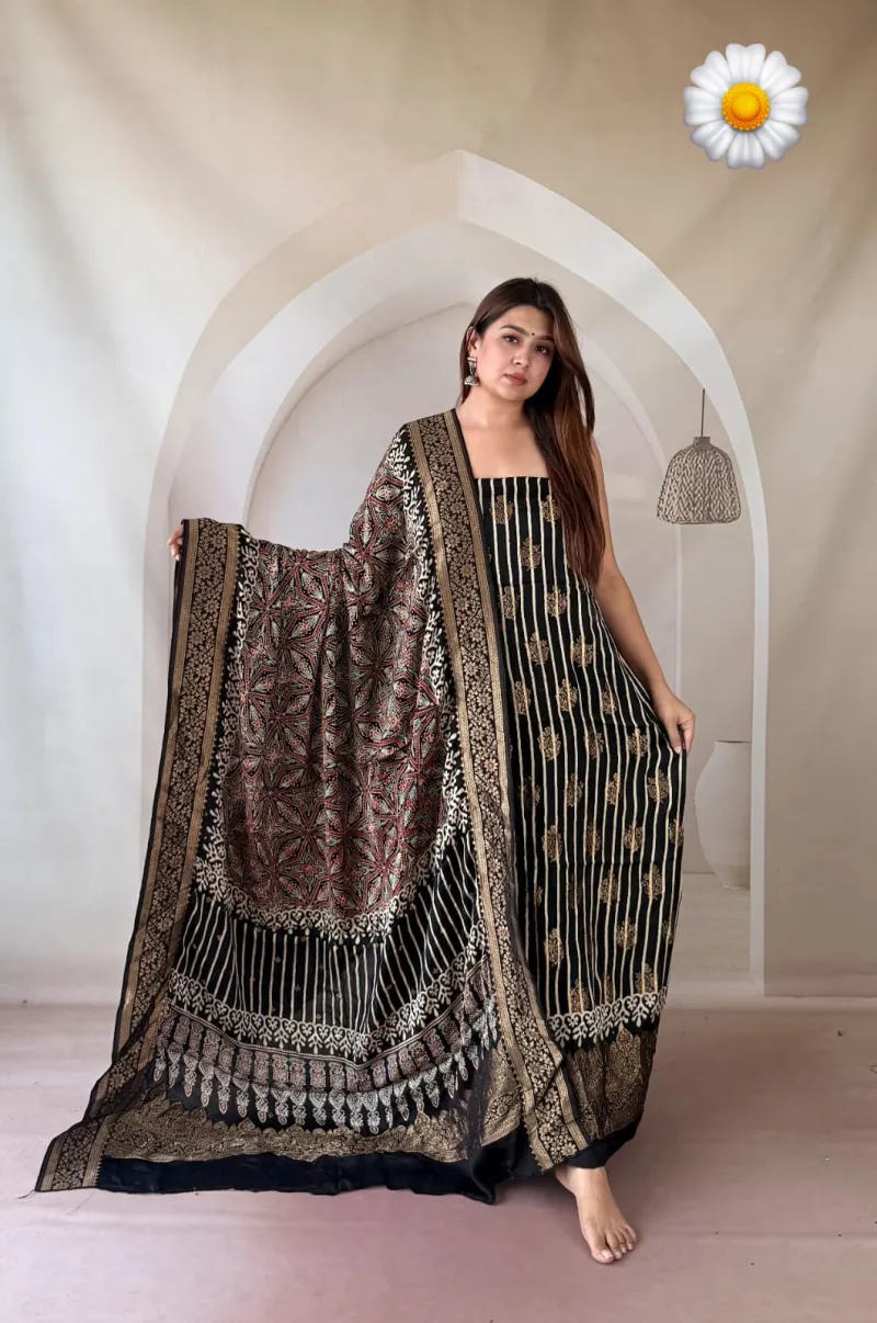 Banarasi Weaving Modal Silk Kurta and Dupatta Set (Unstitched) view 8