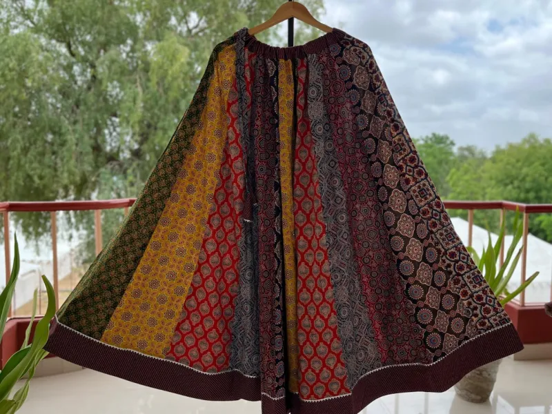 Exclusive Ajrakh Print Kalidaar Skirt view 3