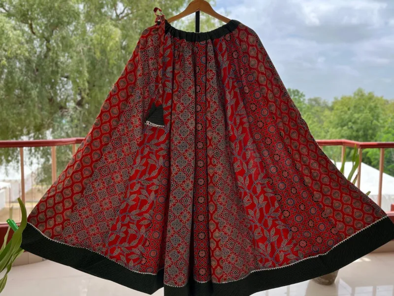Exclusive Ajrakh Print Kalidaar Skirt view 8