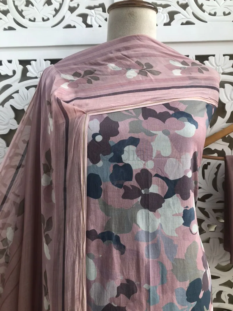 Cotton Suit with Muslin Dupatta(Unstitched Material) view 2