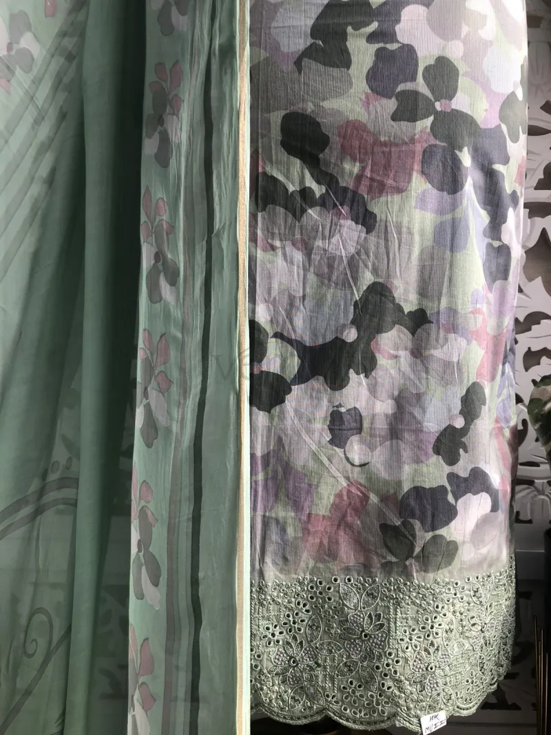 Cotton Suit with Muslin Dupatta(Unstitched Material) view 4