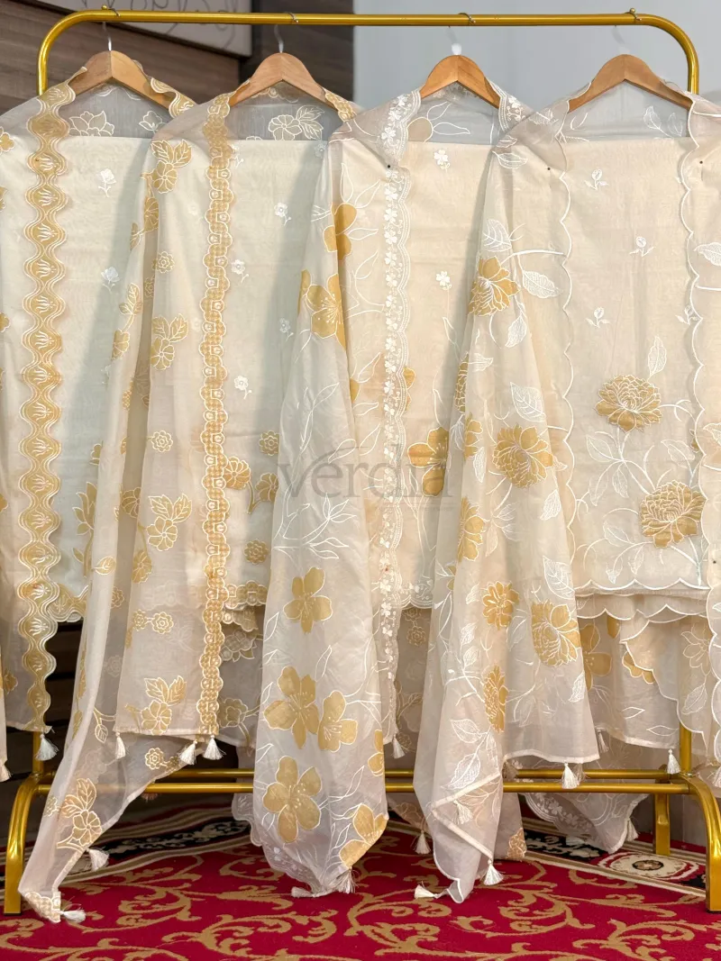 Premium Mal Chanderi Tissue Suit Collection (unstitched Material) view 2
