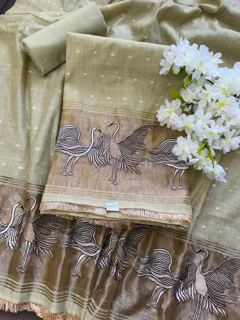 Mal Chanderi Suit Set (Unstitched Material) view 4