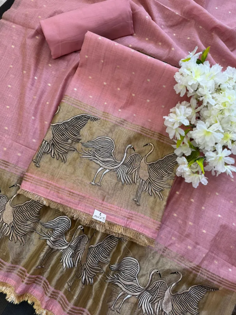 Mal Chanderi Suit Set (Unstitched Material) view 5