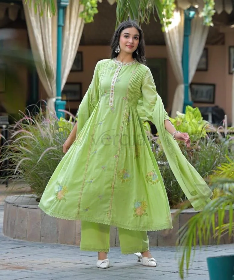 Three-Piece Pure Mal Chanderi Set view 2