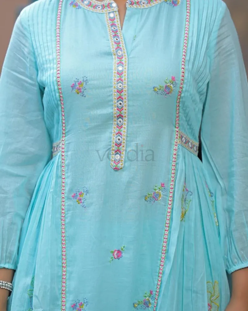 Three-Piece Pure Mal Chanderi Set view 4