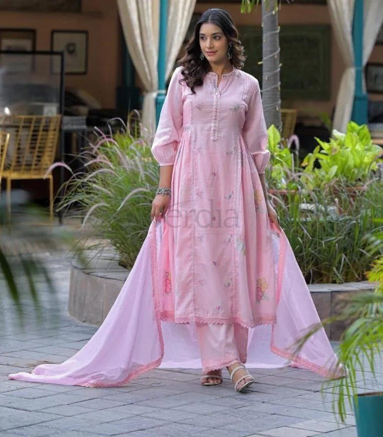 Three-Piece Pure Mal Chanderi Set view 7
