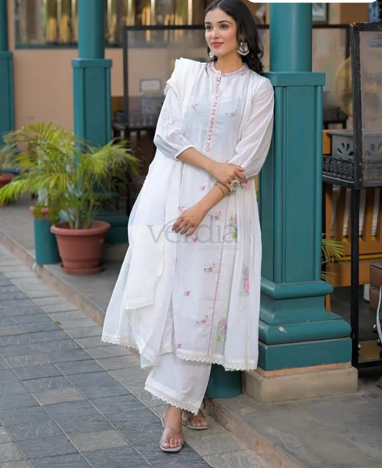 Three-Piece Pure Mal Chanderi Set view 9