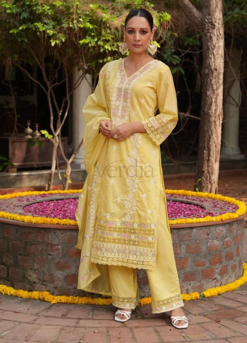 Designer Mal Chanderi Kurti Set with Embroidery view 5