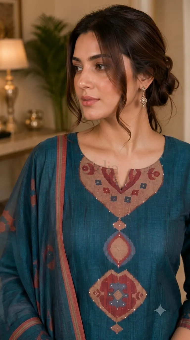 Premium Chanderi Silk Kurta Set view 3