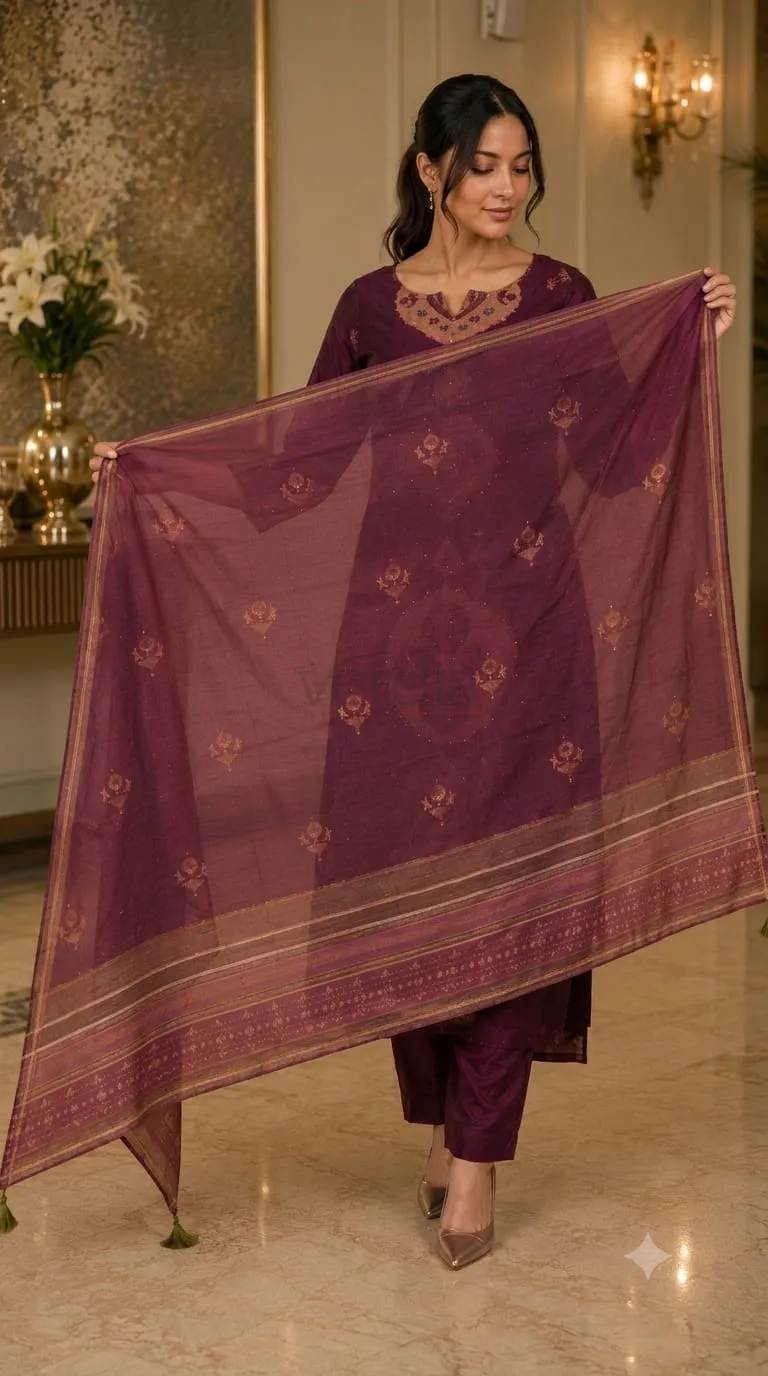 Premium Chanderi Silk Kurta Set view 4