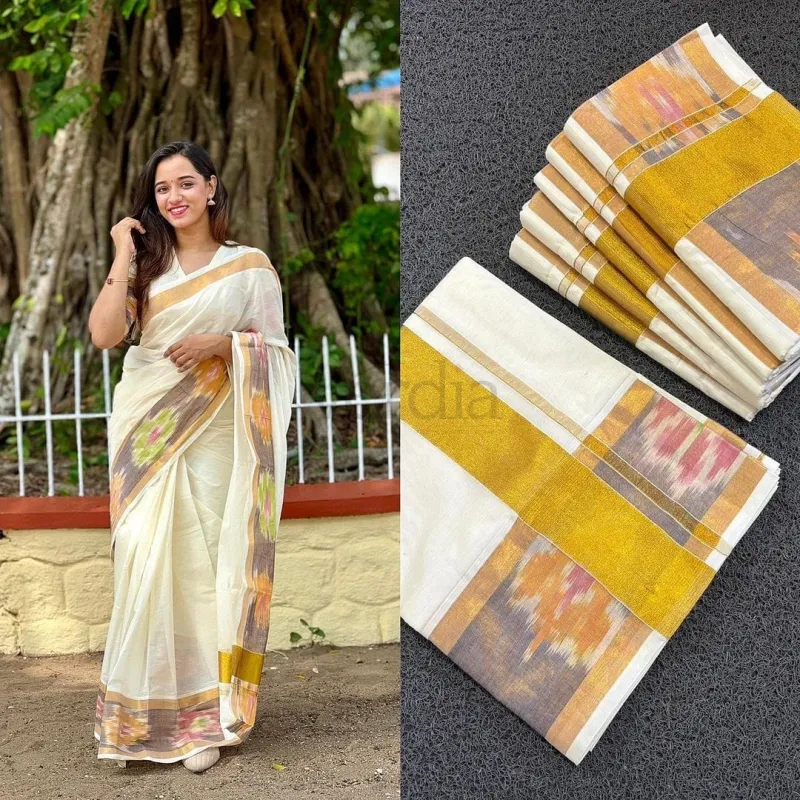 Pochampally Border Kerala Saree view 4