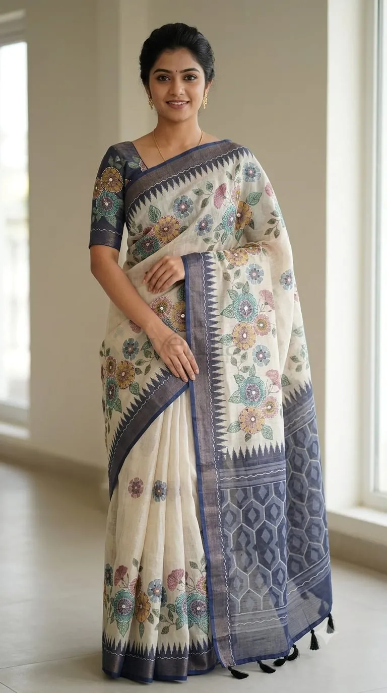 Soft Tissue Zari Saree with Aari Work
