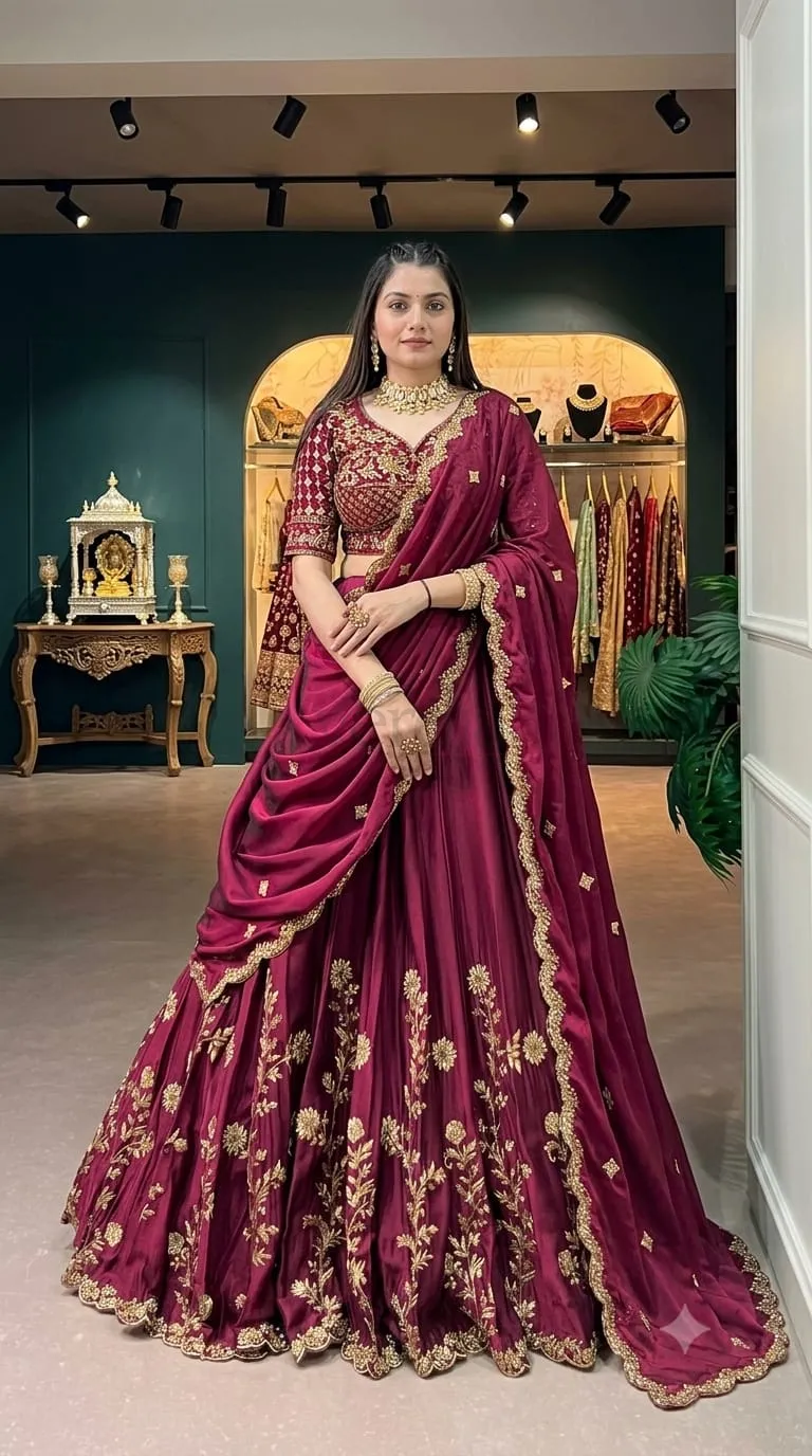 Rangoli Silk Lehenga Set with Sequins and Thread Embroidery Work