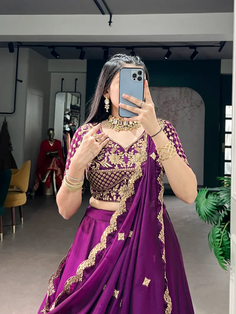 Rangoli Silk Lehenga Set with Sequins and Thread Embroidery Work view 4