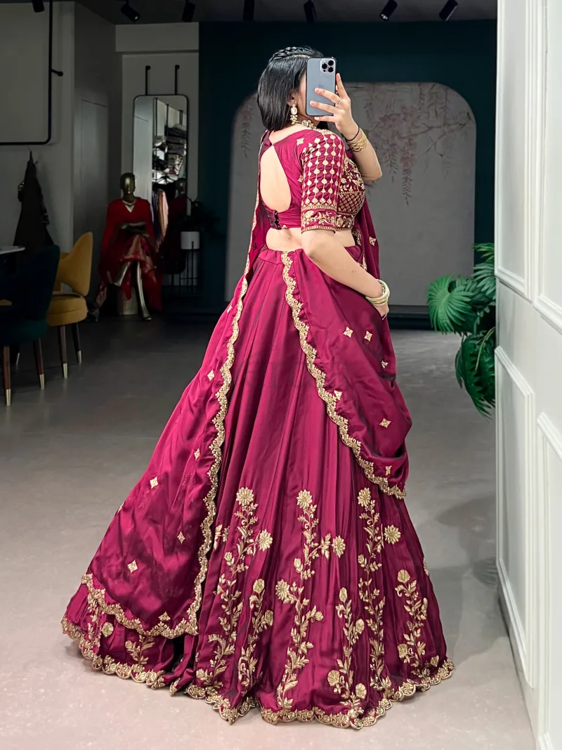 Rangoli Silk Lehenga Set with Sequins and Thread Embroidery Work view 6