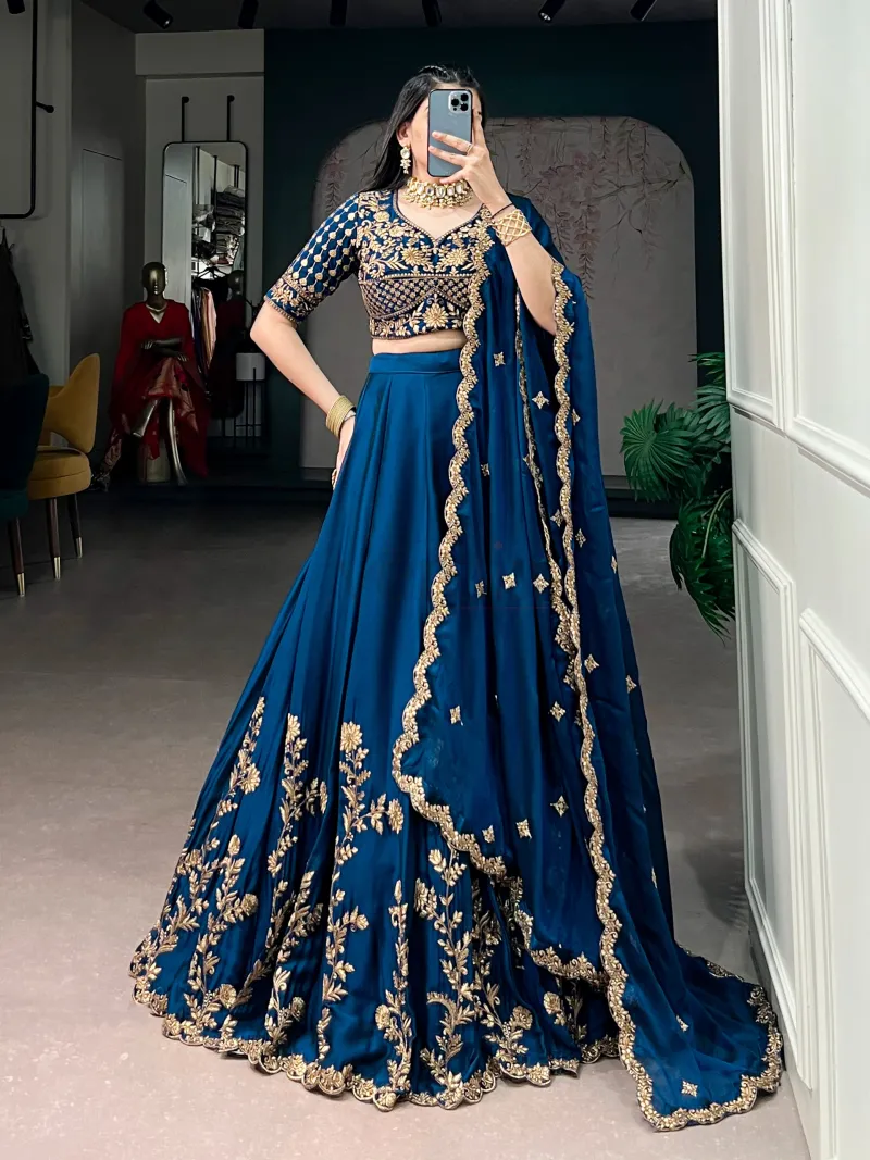 Rangoli Silk Lehenga Set with Sequins and Thread Embroidery Work view 8