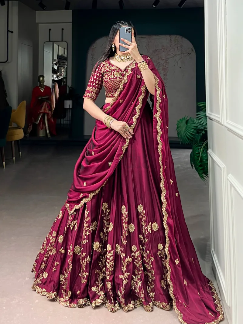 Rangoli Silk Lehenga Set with Sequins and Thread Embroidery Work view 10