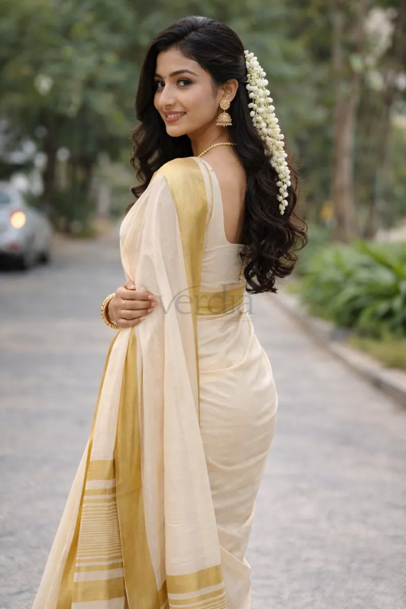 Semi Tussar Silk Saree with Weaving Jari Border view 2
