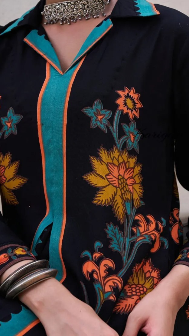 Premium German Rayon Fancy A-line Kurti with Plazo Set