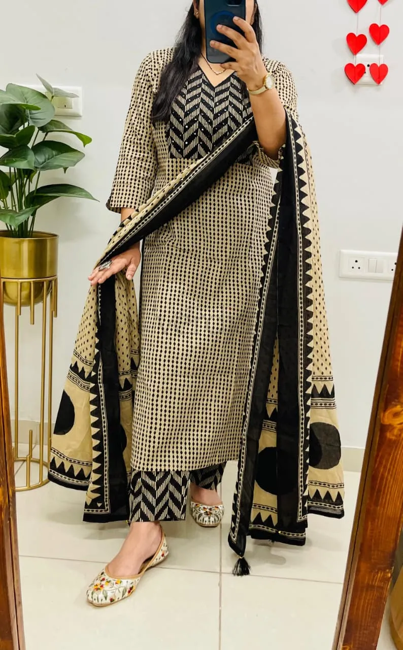 Designer Jaipuri Cotton Suit Set view 2