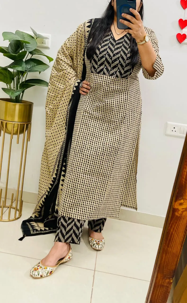 Designer Jaipuri Cotton Suit Set