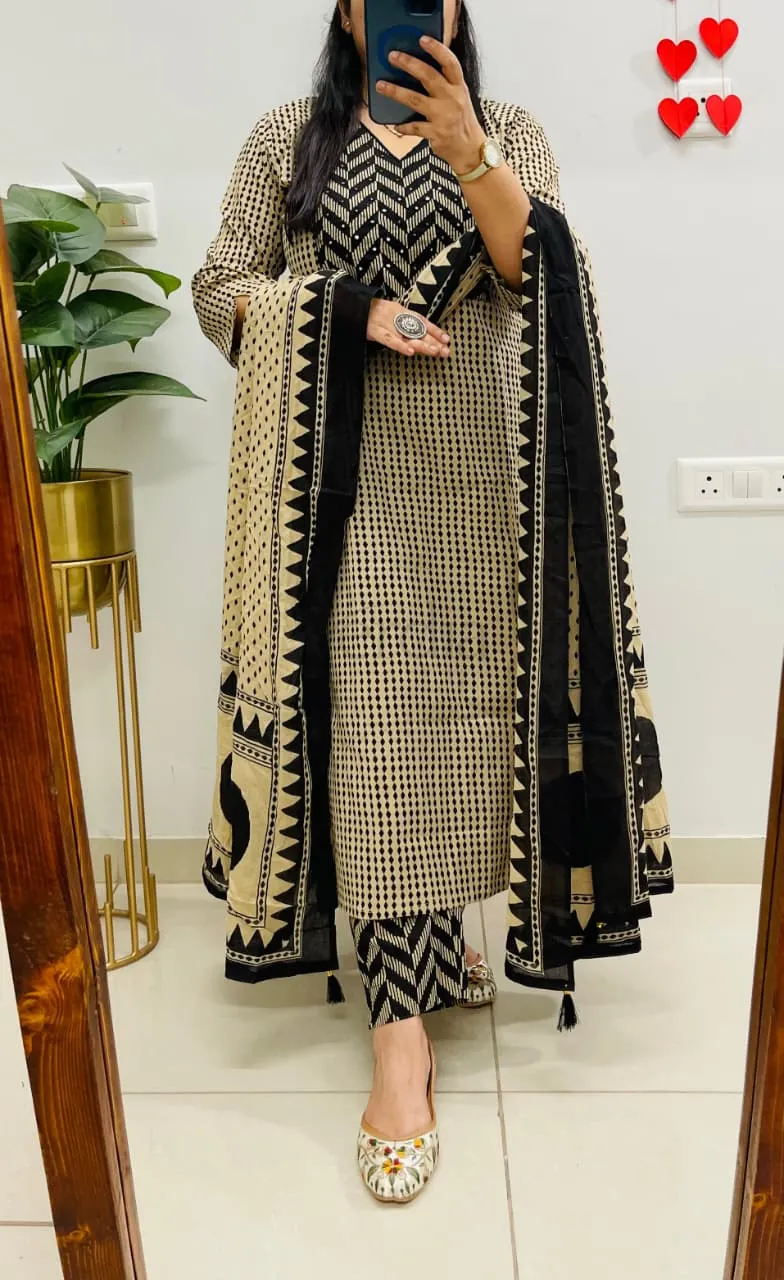 Designer Jaipuri Cotton Suit Set view 4