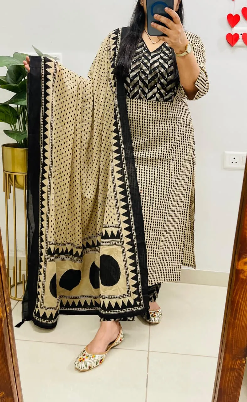 Designer Jaipuri Cotton Suit Set view 5