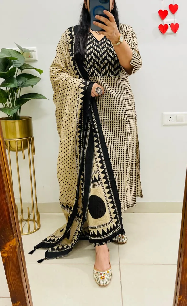 Designer Jaipuri Cotton Suit Set view 6