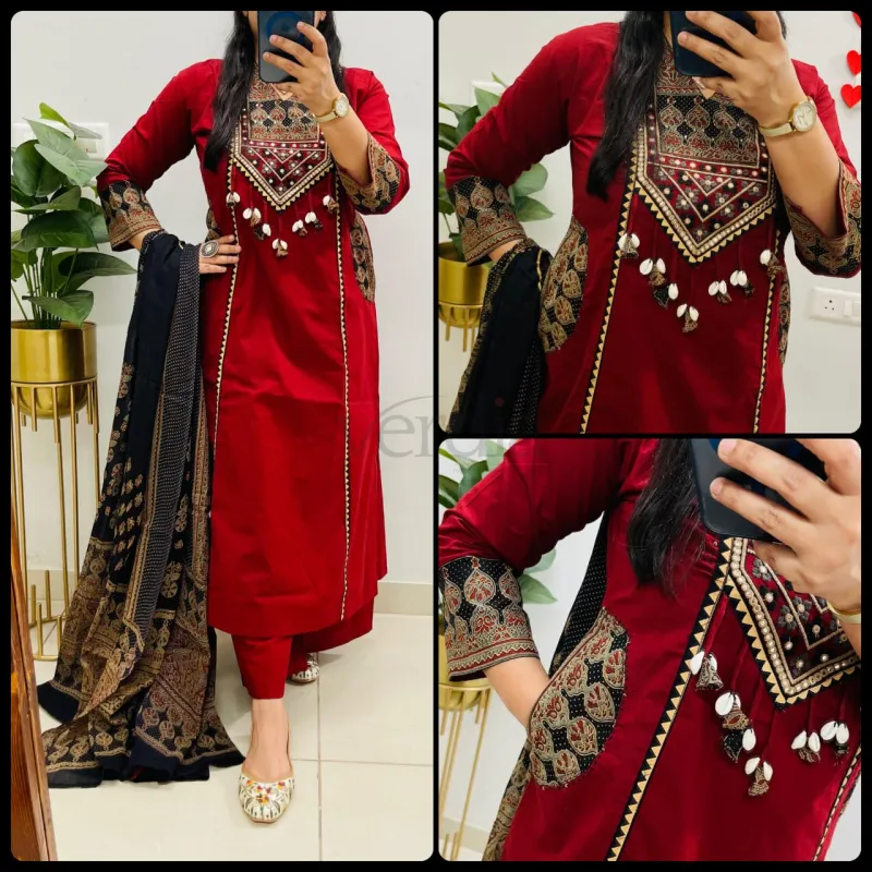 Royal Designer Ethnic Suit in Dhabu Cotton view 4