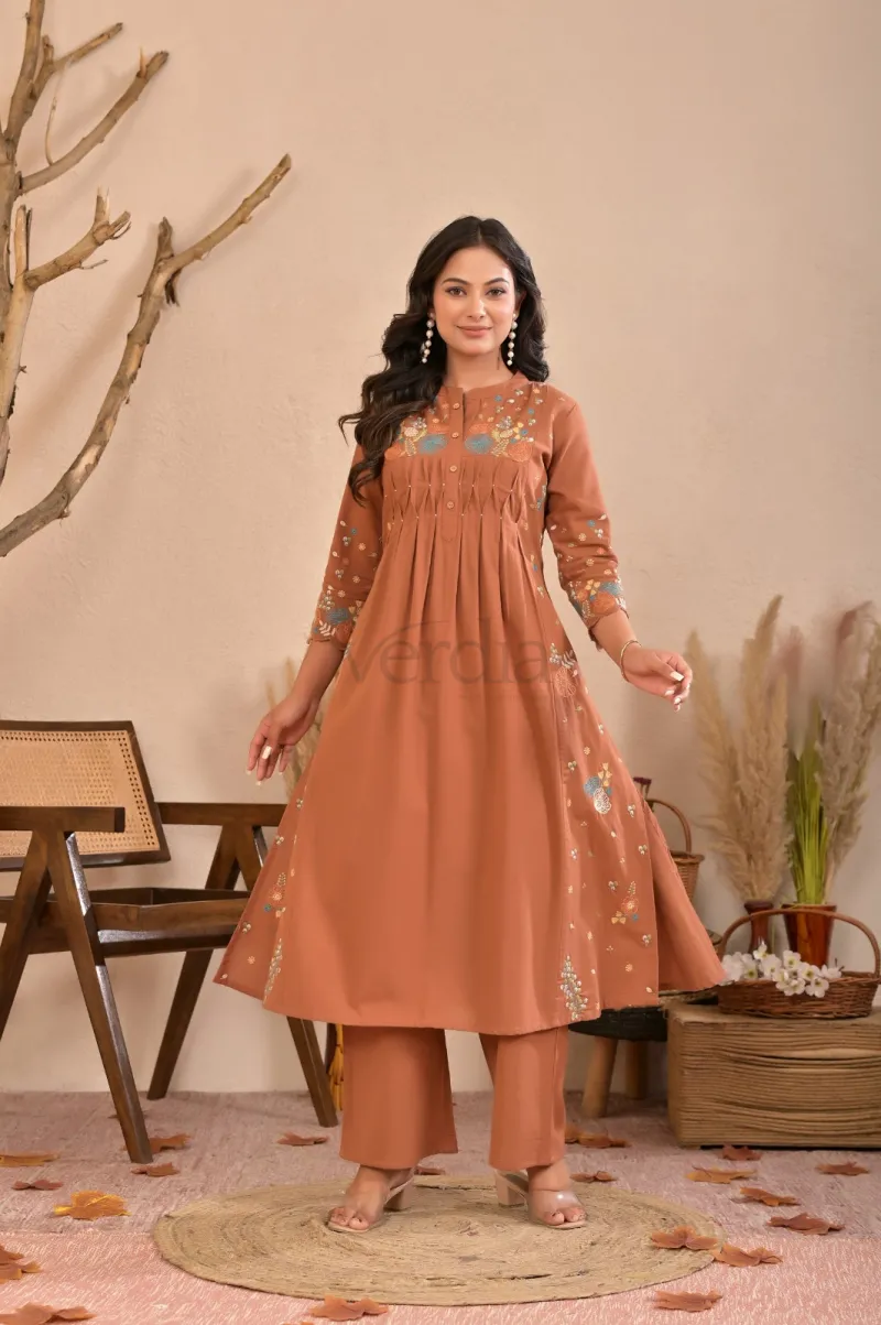 Kurti Palazzo Set with Embroidery and Handwork view 6