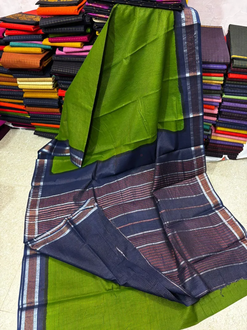 Kota Tissue Silk Saree with Copper Zari Weave view 5