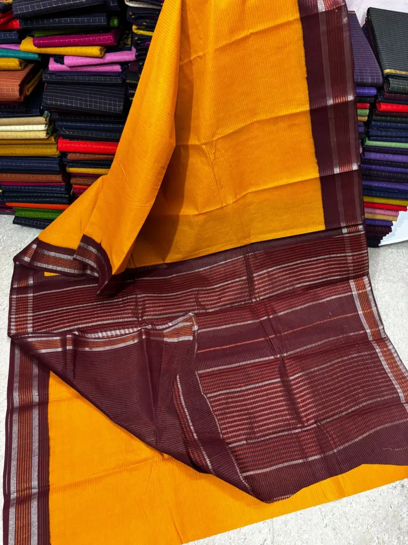 Kota Tissue Silk Saree with Copper Zari Weave view 7