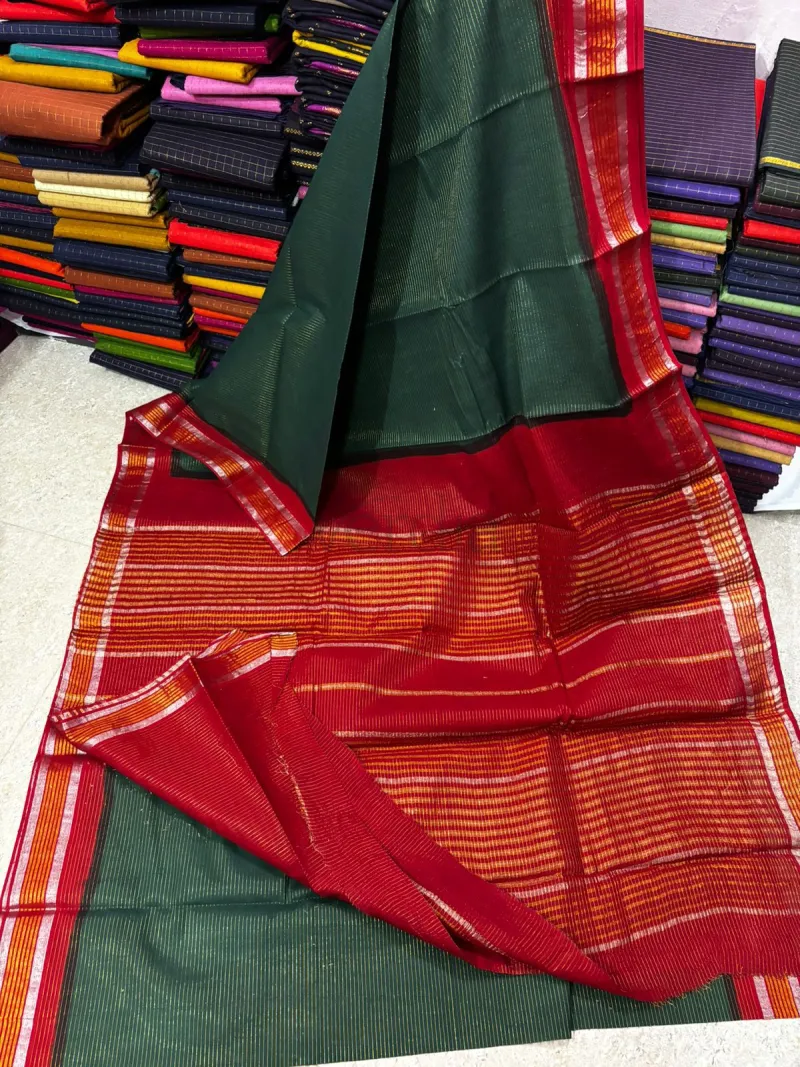 Kota Tissue Silk Saree with Copper Zari Weave view 10