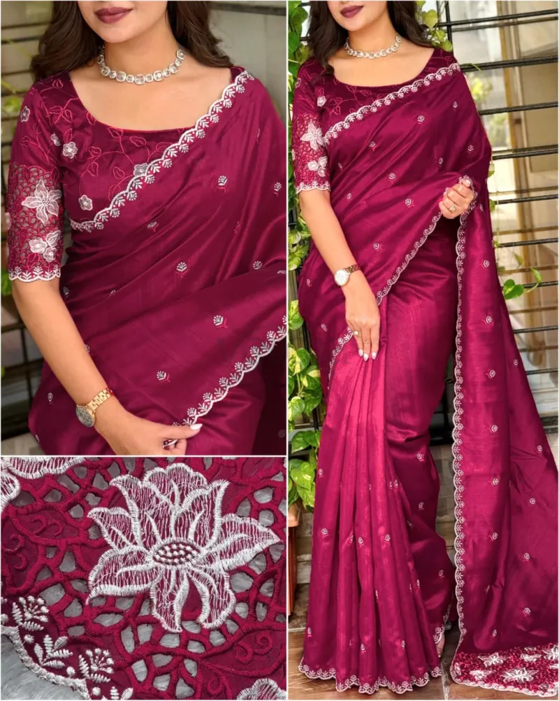 Tussar Cotton Saree with Blouse view 7