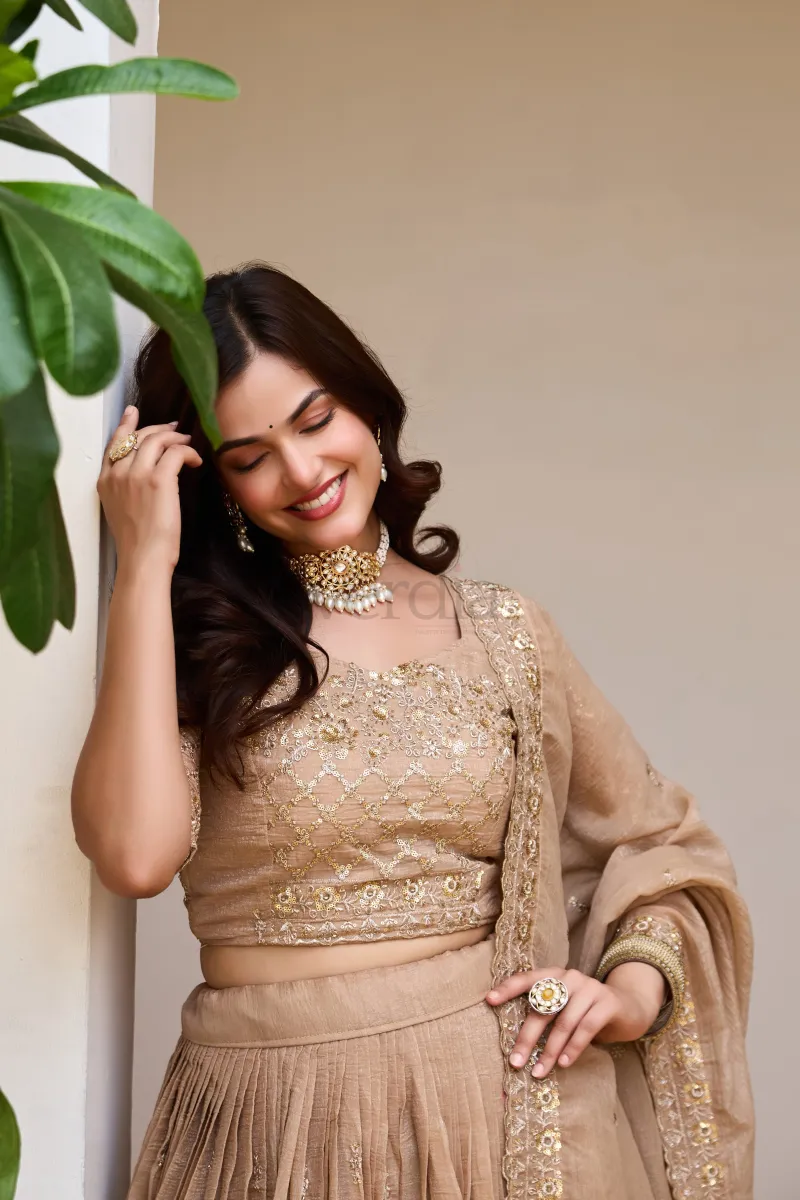 Beautiful Lehenga with embroidery sequence work view 2