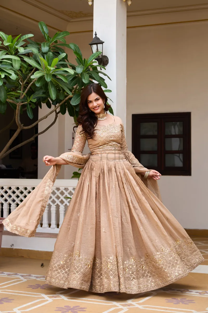 Beautiful Lehenga with embroidery sequence work view 5