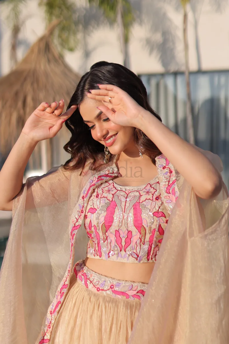 Beautiful Lehenga with embroidery sequence work view 6
