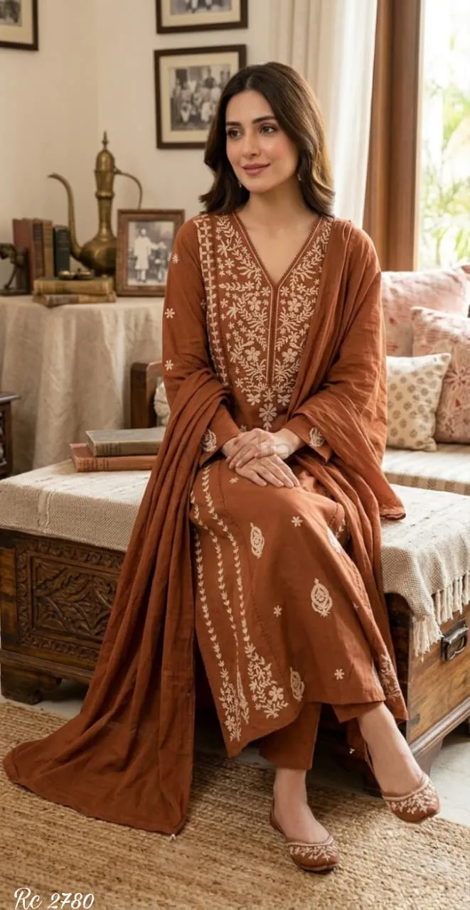 Designer Mul Cotton kurta set view 3