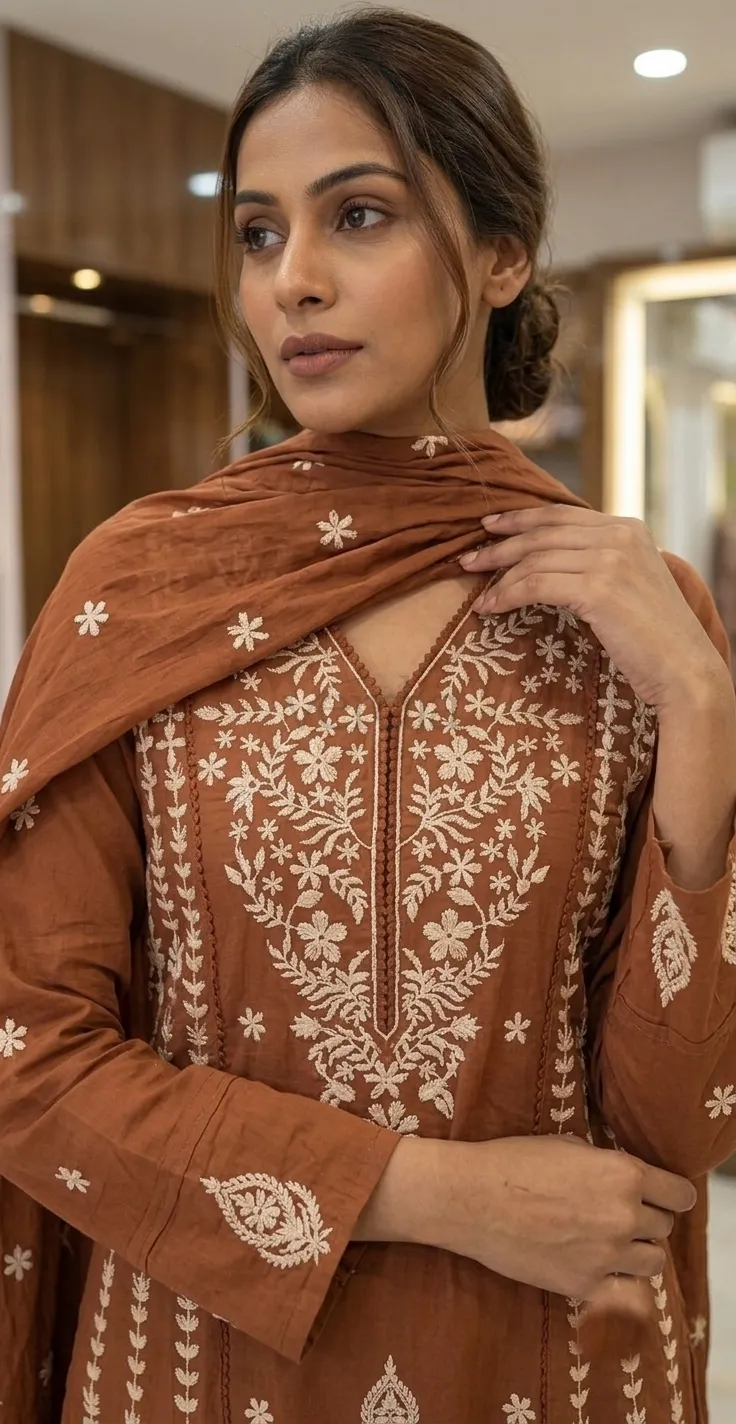 Designer Mul Cotton kurta set view 4