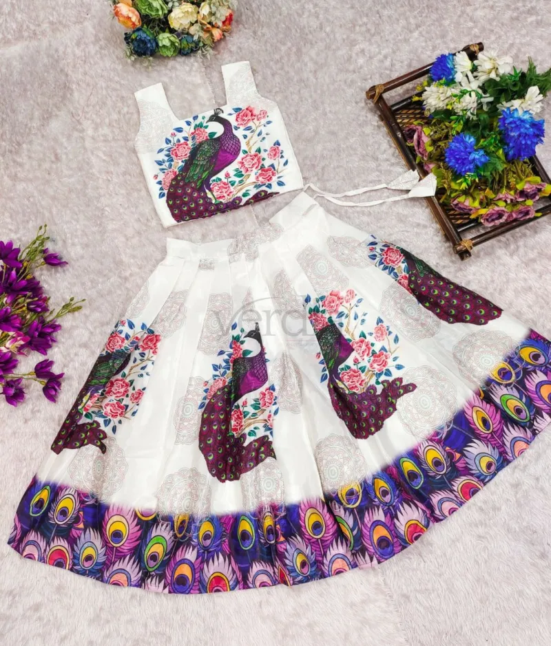 Chinon Silk Lehenga Choli for Kids view 4