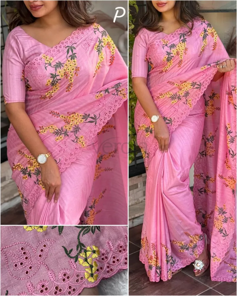 Saree in Tussar cotton and matching blouse in Tussar cotton